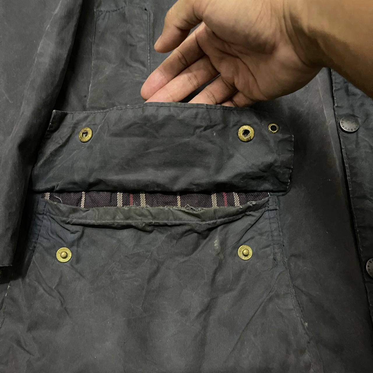 Barbour Vintage 90's Barbour Waxed Jacket A205 Border Distressed Size US L / EU 52-54 / 3 - 6 Thumbnail