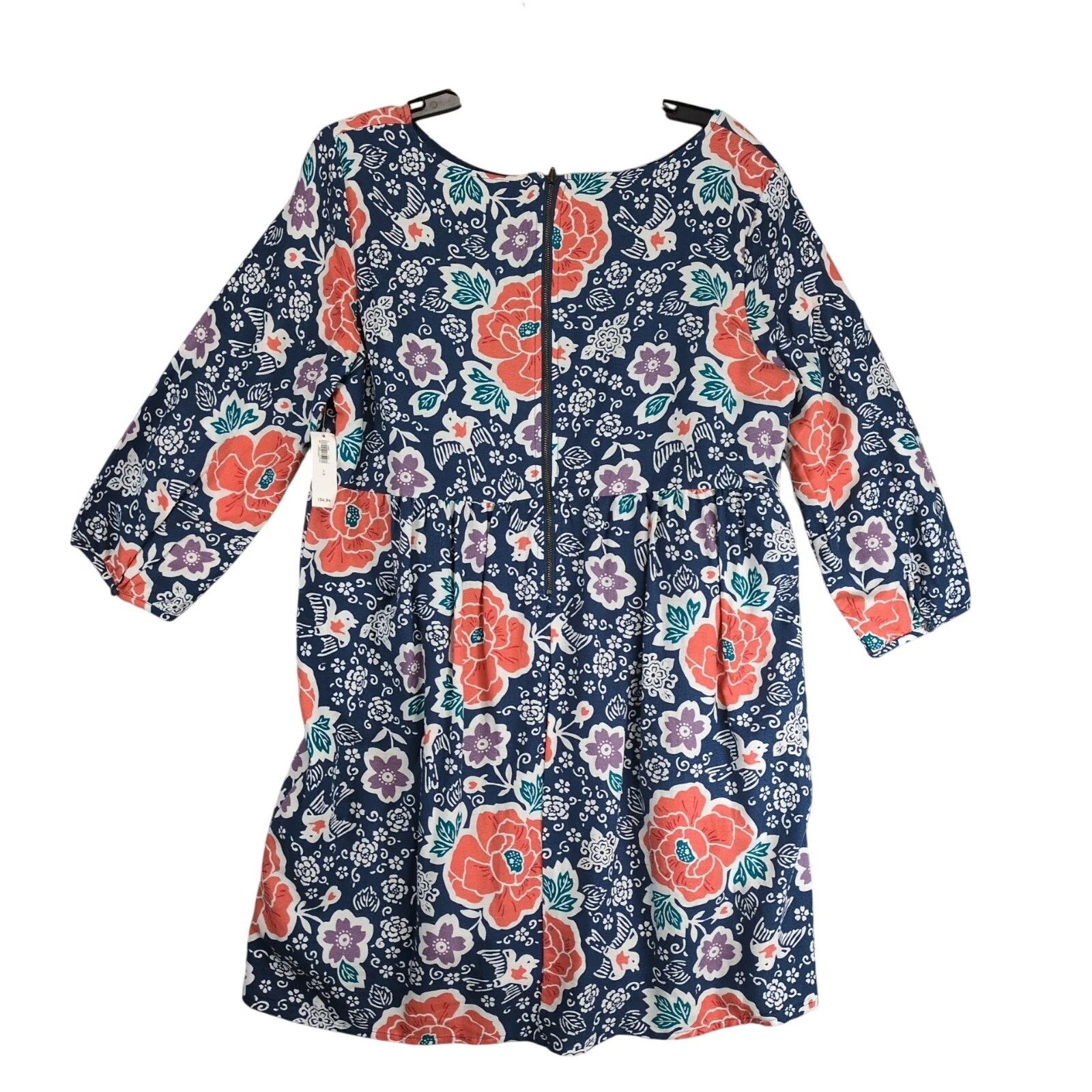 Old Navy NWT Old Navy Floral Bird Print Shift Dress Puff 3/4 Sleeve Size L / US 10 / IT 46 - 2 Thumbnail
