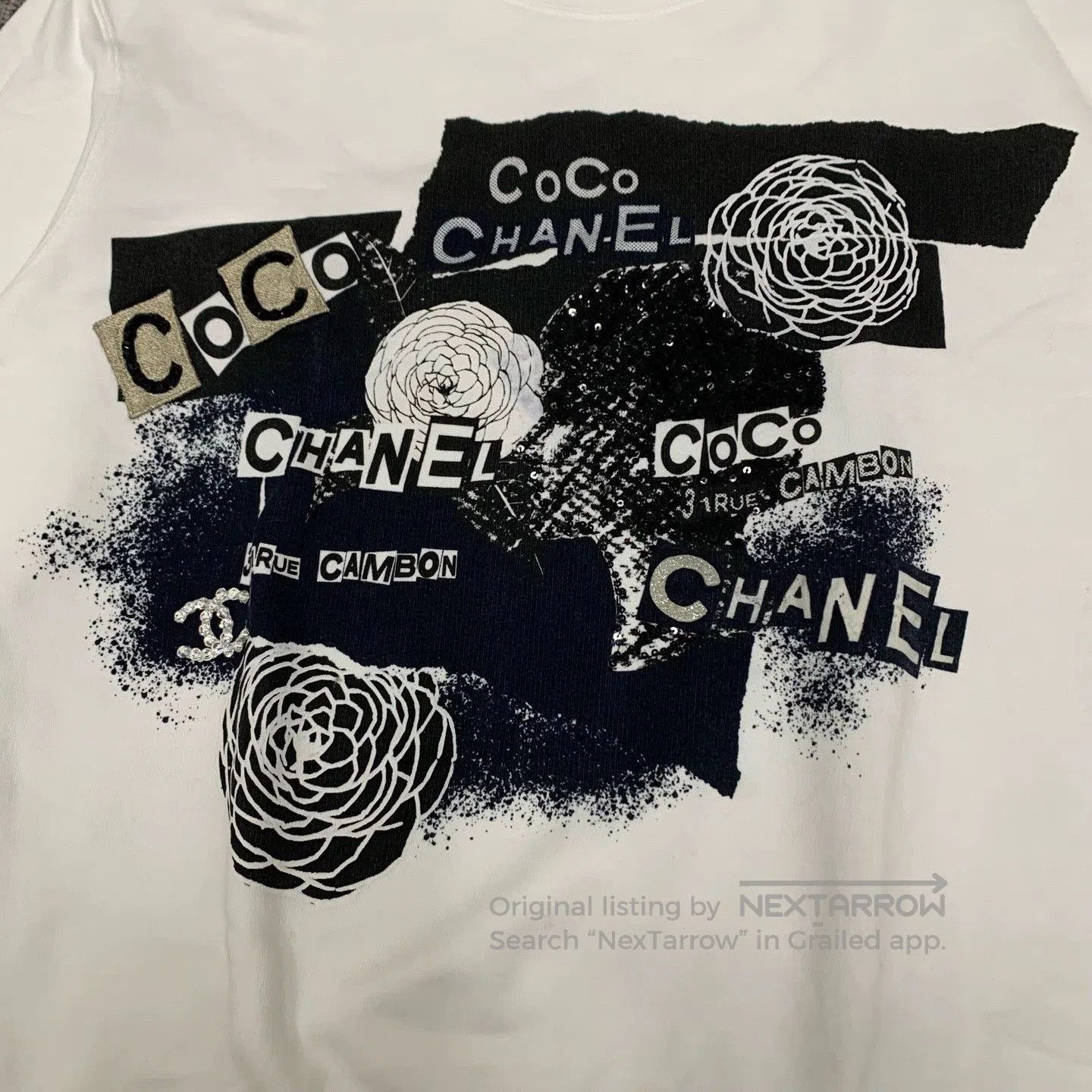 Chanel white chanel camellia logo embroidered sweatshirt. Size L / US 10 / IT 46 - 8 Thumbnail