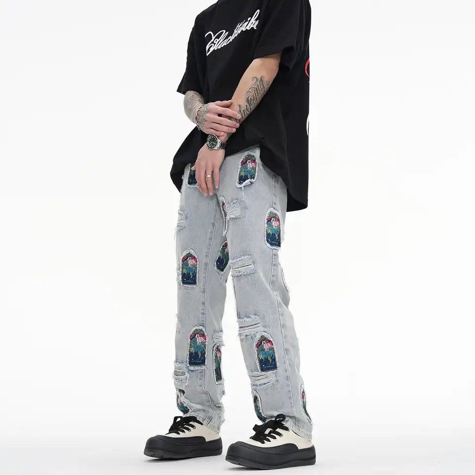 Japanese Brand Retro Patch Embroidered Pleated Jean Size US 30 / EU 46 - 5 Thumbnail