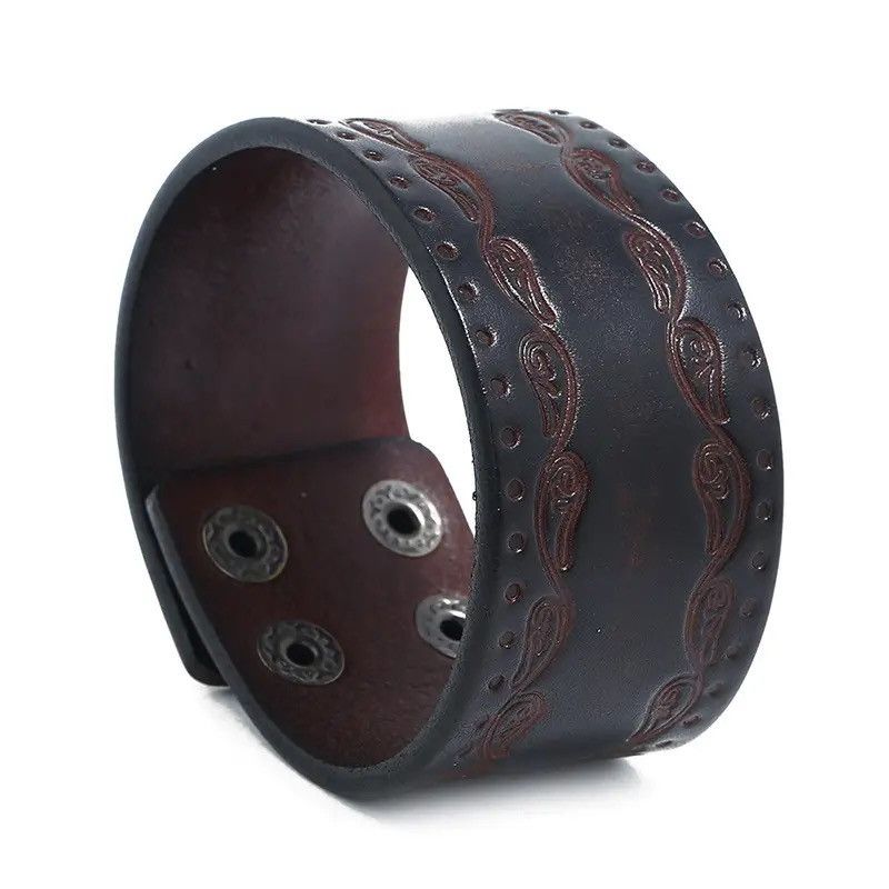 Leather × Vintage Punk Rivet Wide Leather Bracelets Size ONE SIZE - 1 Thumbnail