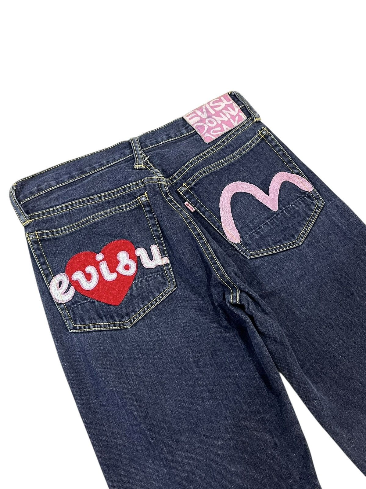 VERY RARE🔥Vintage EVISU DONNA Pink Selvedge Denim Jeans 27”