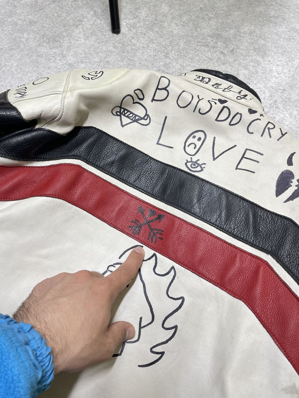 NASCAR Y2K Japan Custom Lil Peep Leather Moto Jacket Size US M / EU 48-50 / 2 - 11 Thumbnail