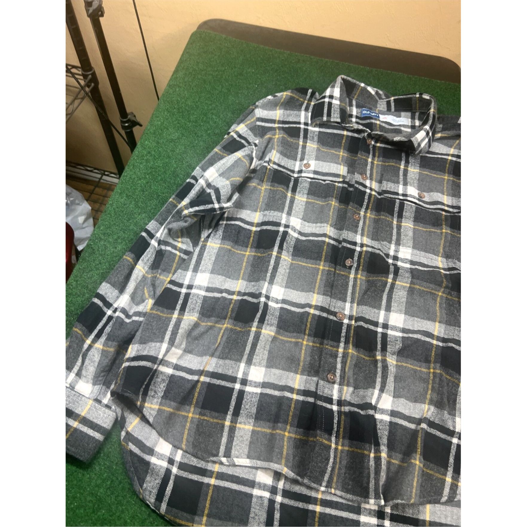 Old Navy Old Navy Button Up Shirt Men's XXL Long Sleeve Pocket Yellow Black Size US XXL / EU 58 / 5 - 5 Thumbnail