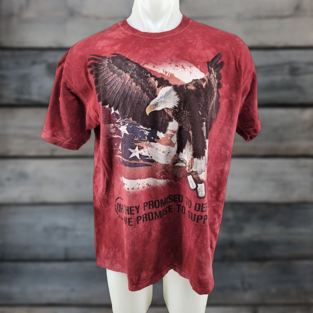 The Mountain The Mountain T-Shirt Mens XL Red Tie Dye Eagle American USA Flag Graphic Tee Size US XL / EU 56 / 4 - 1 Thumbnail