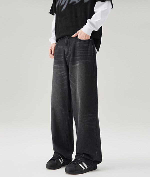 Japanese Brand × Jean Washed distressed straight-leg wide-leg jeans Size US 32 / EU 48 - 2 Thumbnail