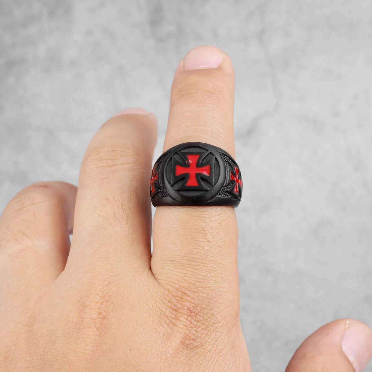 Japanese Brand × Jewelry × Vintage Red Cross Black Ring Size ONE SIZE - 4 Thumbnail
