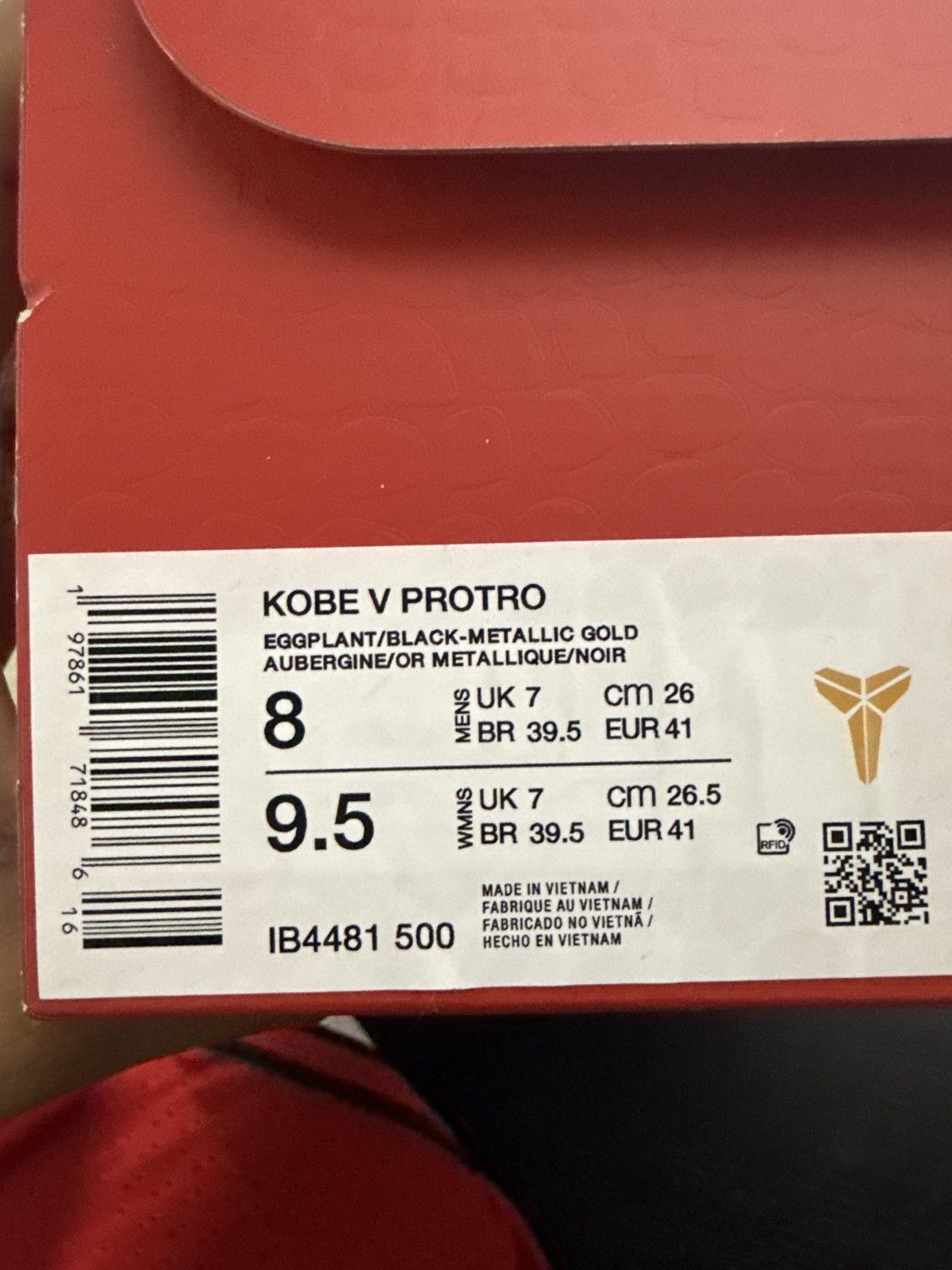 Nike NIKE KOBE V EGGPLANT / BLACK Size US 8 / EU 41 - 7 Thumbnail