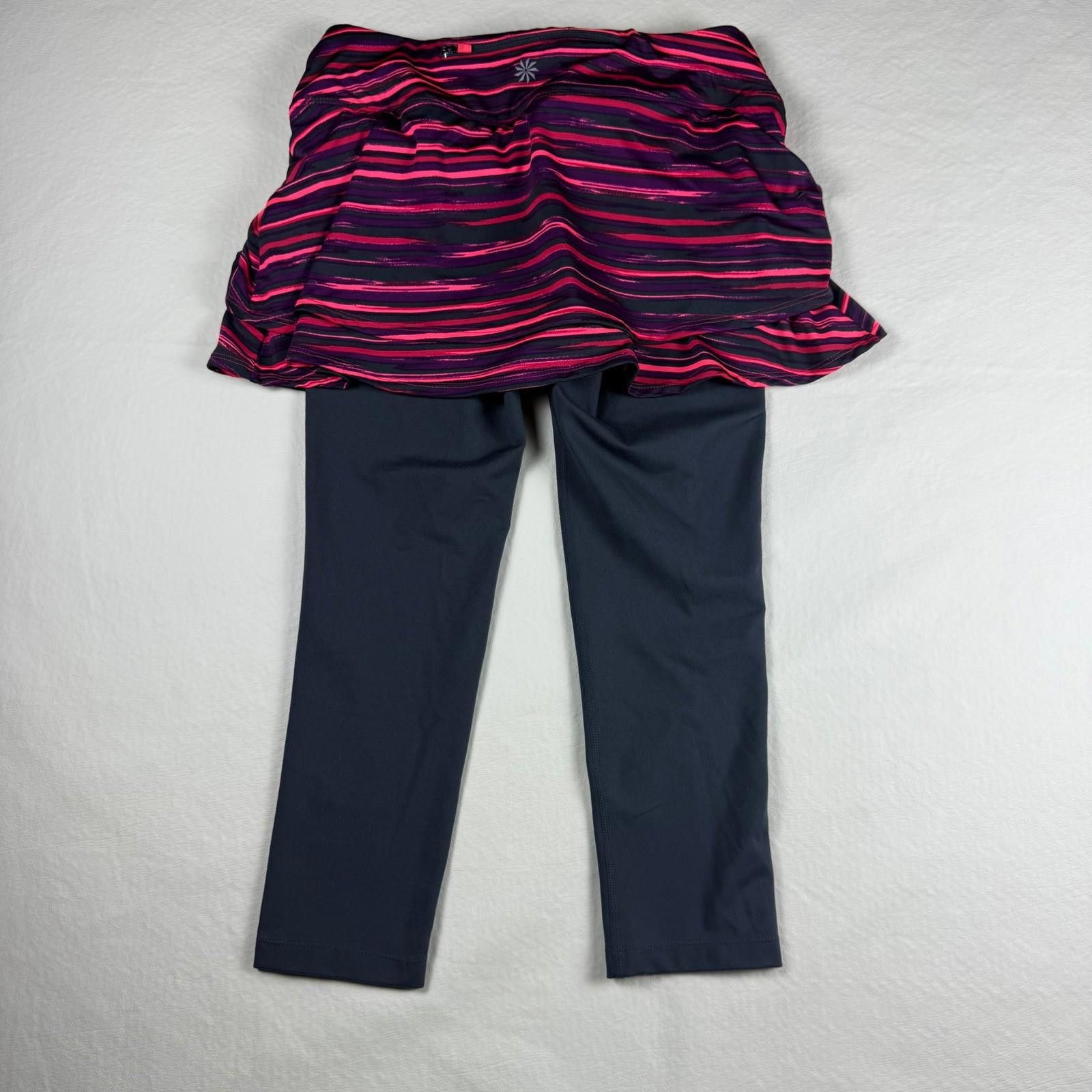 Other Athleta Skapri Skirted Leggings XS Pink Purple Stripe Capri Size 26" / US 2 / IT 38 - 2 Thumbnail