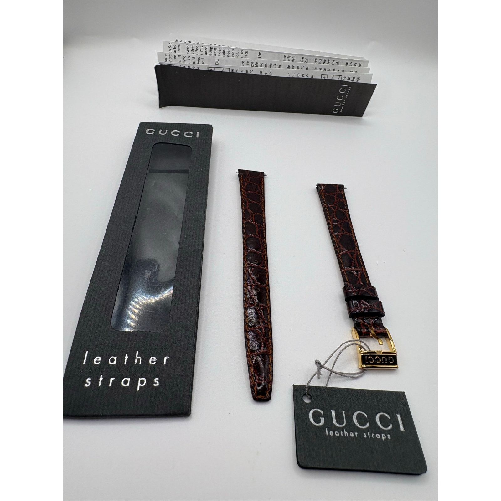 Gucci NOS Vintage Gucci 13mm Brown Croco Leather Watch Strap Size ONE SIZE - 1 Thumbnail
