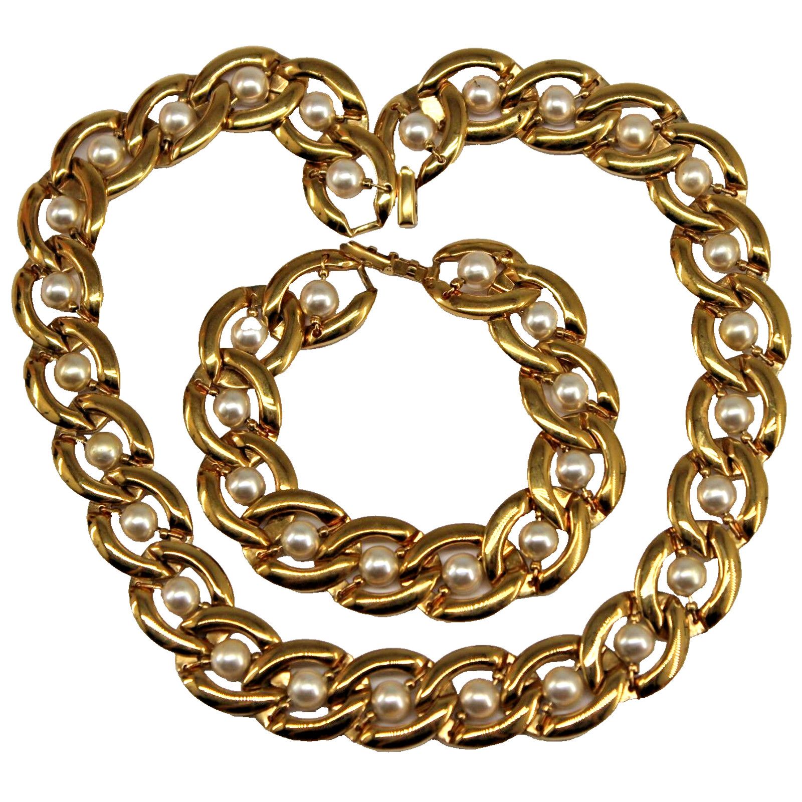 Other Napier Mid Century Necklace Bracelet Set Gold Tone Pearls Size ONE SIZE - 1 Thumbnail