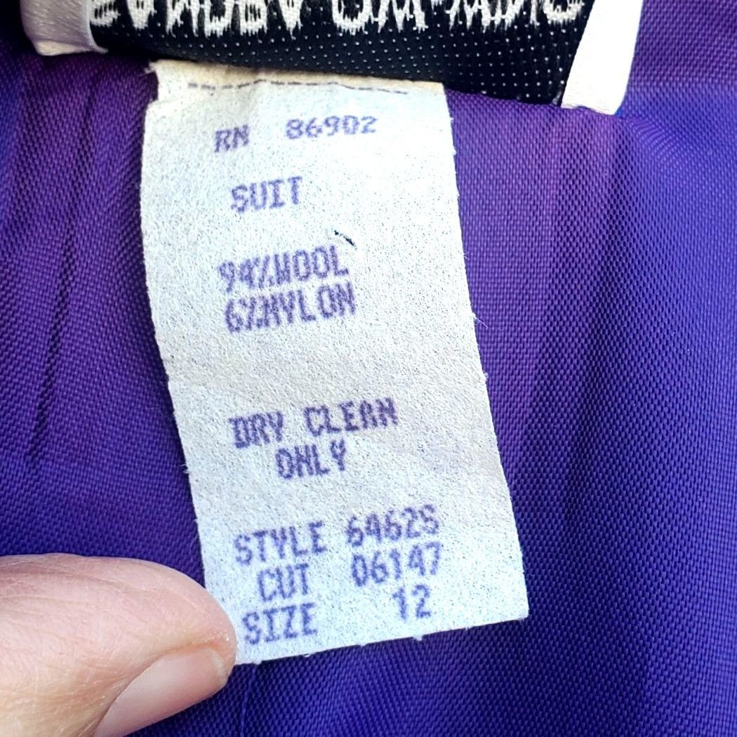 Vintage Vintage 80s Electric Blue Wool Power Skirt Suit L XL Rhinest Size XL / US 12-14 / IT 48-50 - 9 Thumbnail