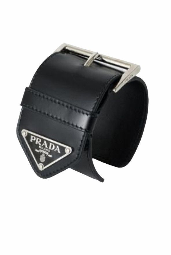 Prada Prada triangle logo leather belt buckle armcuff bracelet Size ONE SIZE - 2 Thumbnail