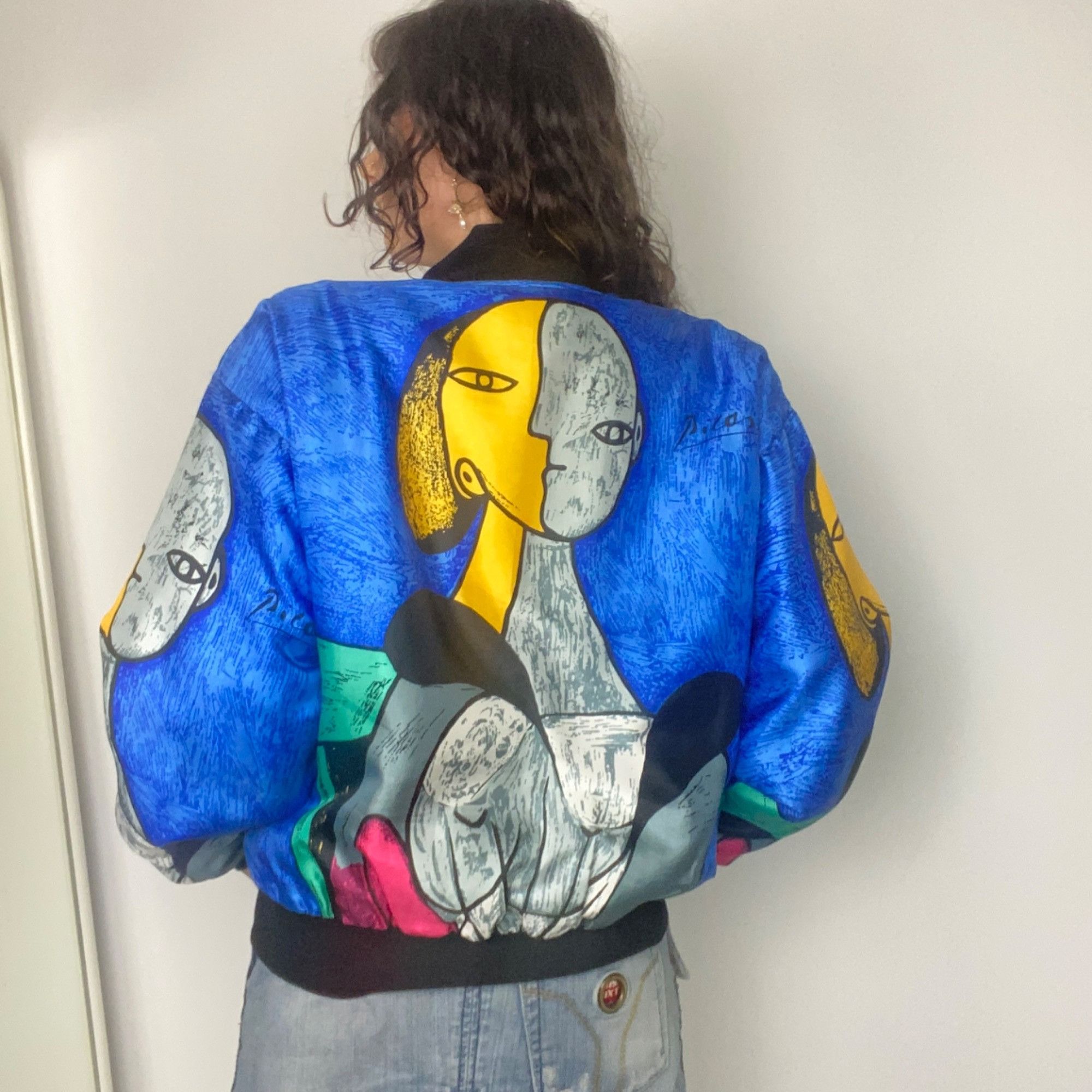 Vintage Vintage 90s Pablo Picasso Arts Satin Bomber Jacket Size M / US 6-8 / IT 42-44 - 3 Thumbnail