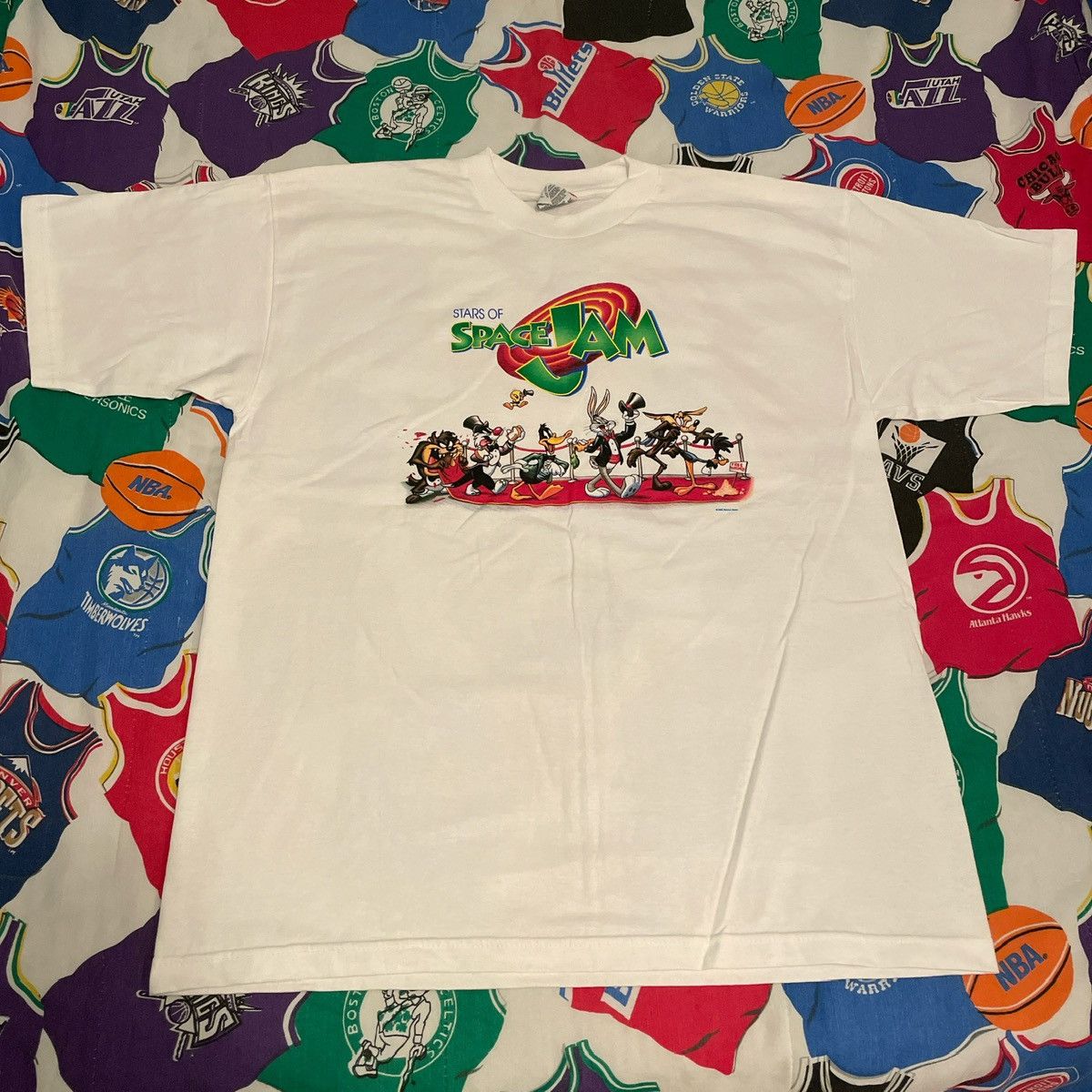 Vintage × Warner Bros Vintage 1996 Space Jam Movie Promo Basketball Looney Tee Size US XL / EU 56 / 4 - 1 Thumbnail