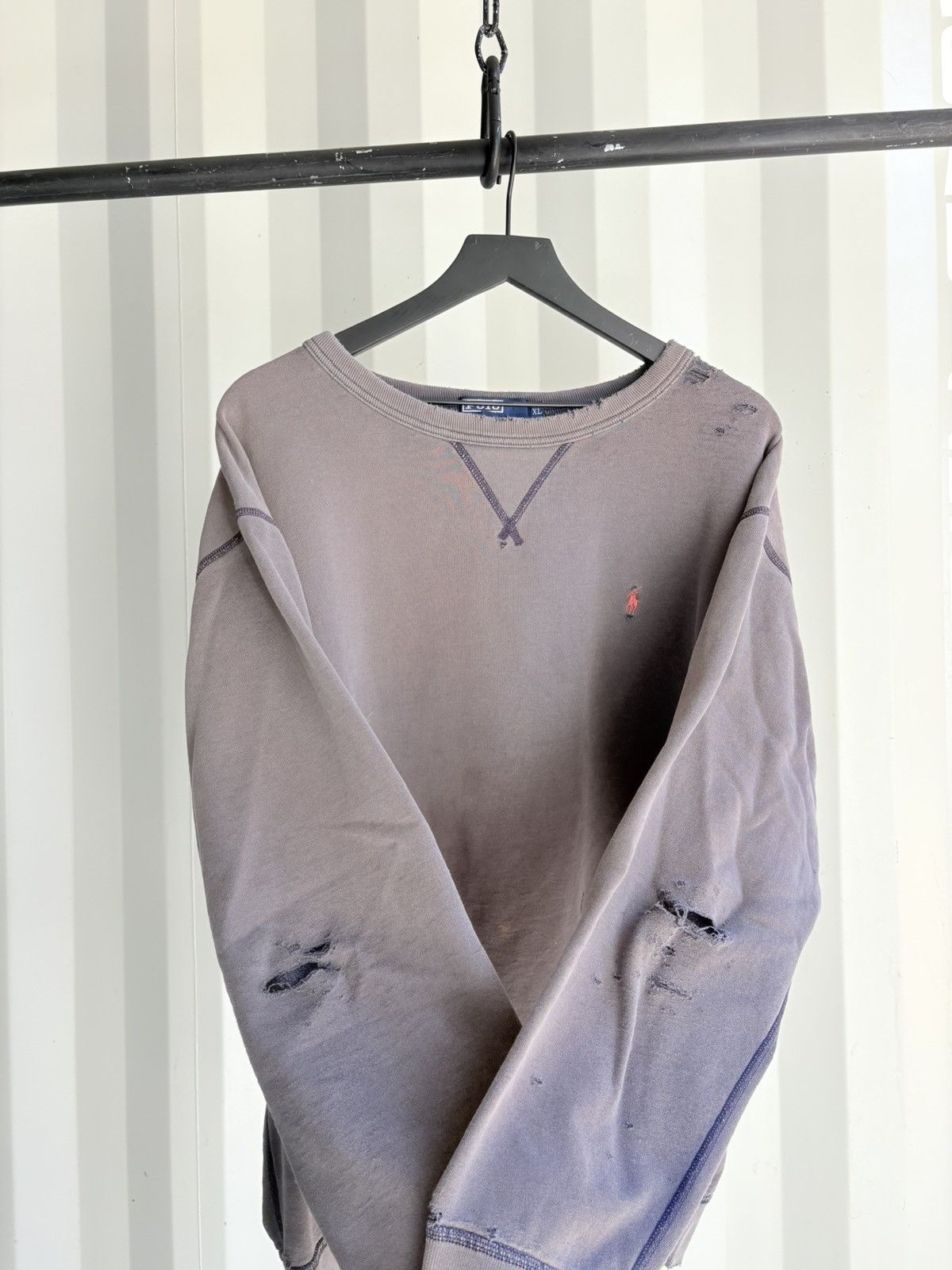 Vintage Vintage Polo Boxy Thrashed Faded Sweatshirt ERD Grunge WCC Size US XL / EU 56 / 4 - 2 Thumbnail