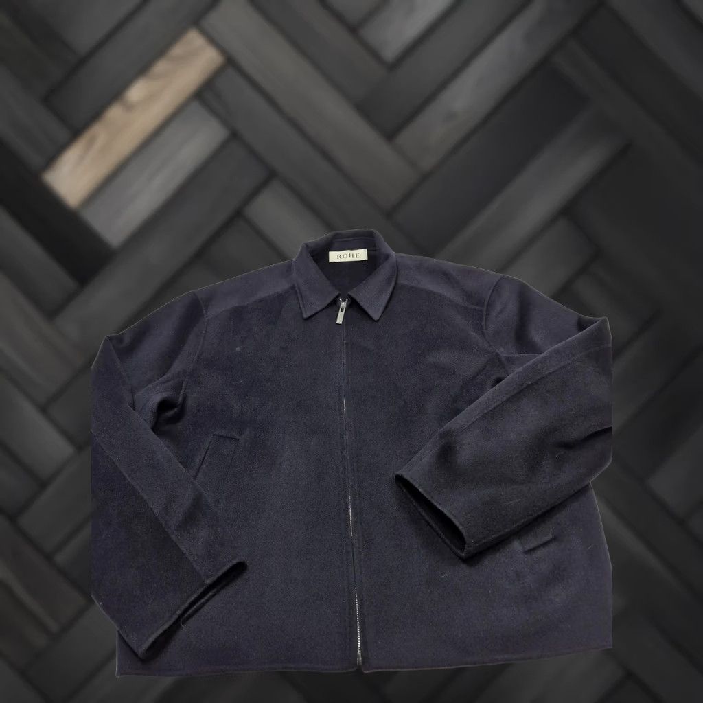 Vintage ROHE Jacket Mens 54 Blue Wool Bomber Full Zip Elastic Hem Unlined Collared Size US L / EU 52-54 / 3 - 1 Thumbnail