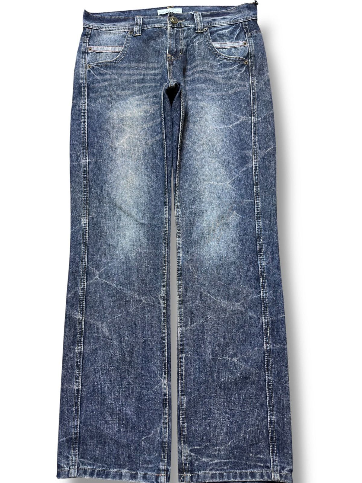 SUPERB Vintage Superbis by Valetta Honeycomb Distressed Denim Size US 34 / EU 50 - 1 Thumbnail
