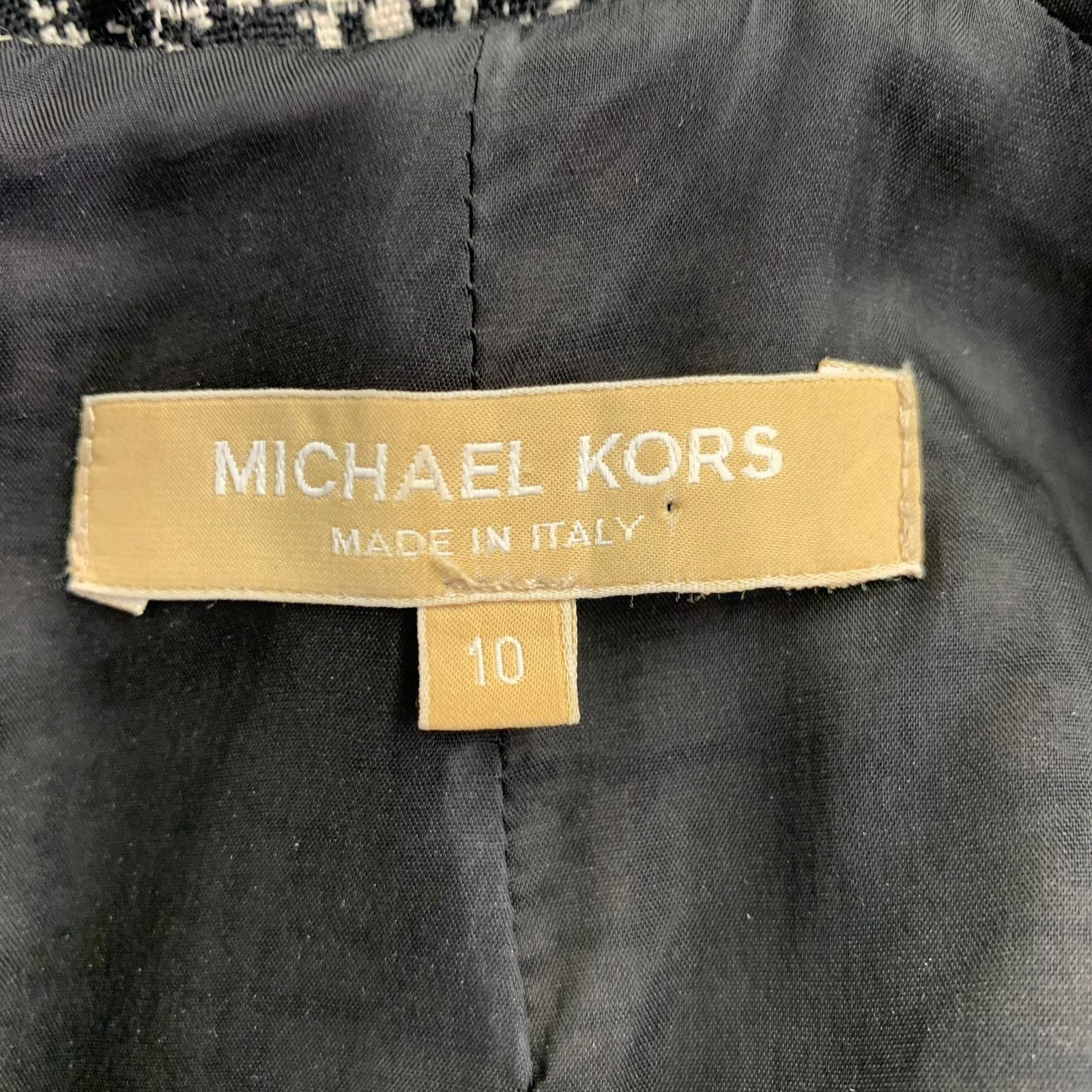 Michael Kors Size 10 Black White Wool Tweed Shift Dress Jacket Set Size L / US 10 / IT 46 - 12 Thumbnail