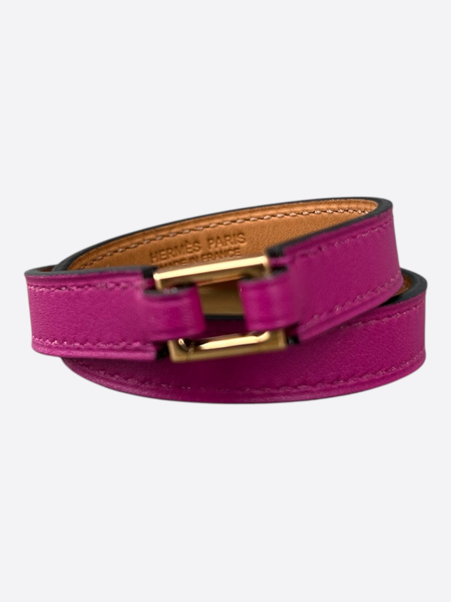 Hermes Purple Swift & Gold Hardware Rivale Double Tour Bracelet Size ONE SIZE - 2 Thumbnail