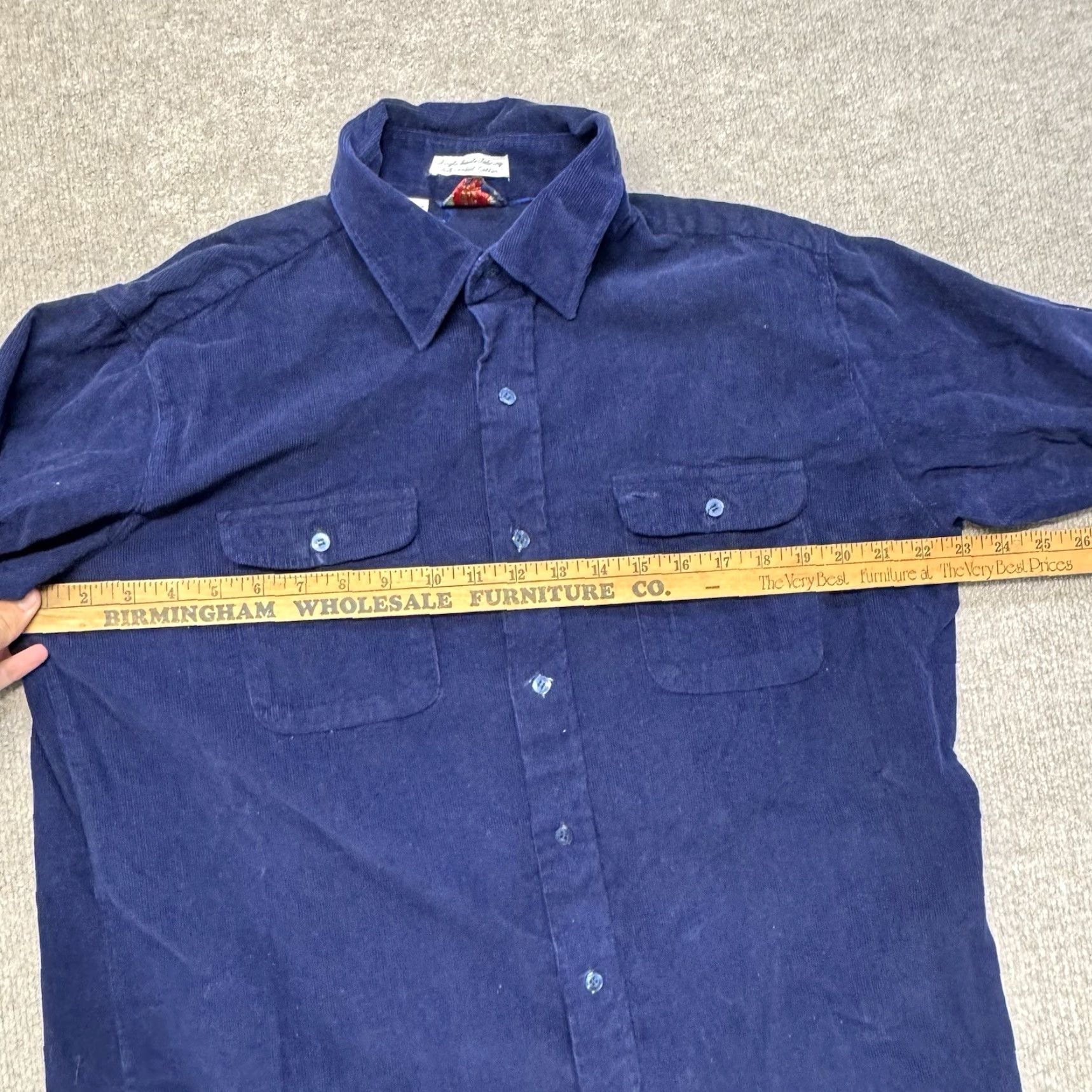 Vintage VINTAGE Country Touch Corduroy Western Shirt Large Tall Blue Pockets 70s Men Button-Up Shirt (LT) Boys Mens Waxed? Size US L / EU 52-54 / 3 - 5 Thumbnail