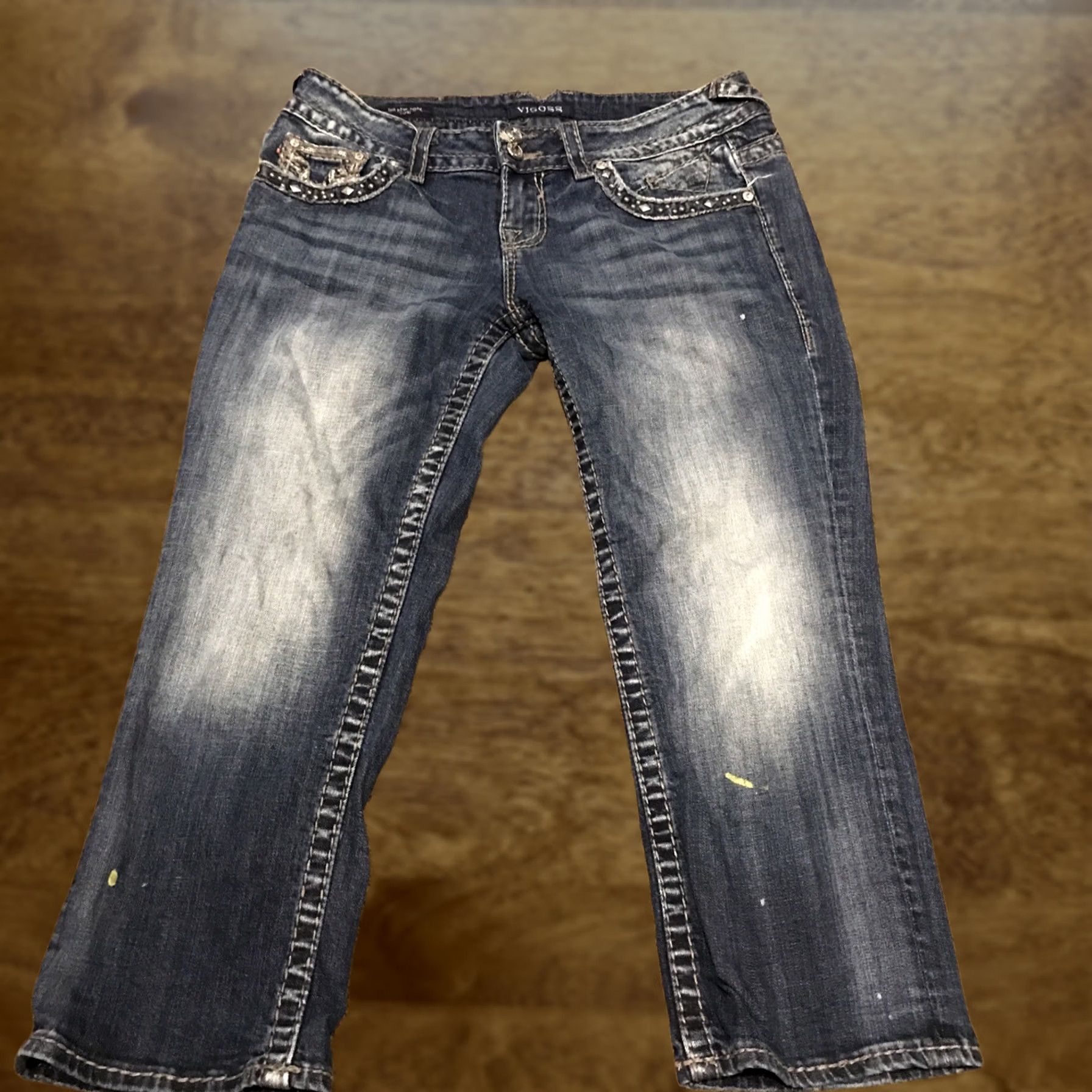 Vintage VIGOSS Womens Capri Jeans Denim Cotton Blue 7/8 Capris Regular Rise 32in Waist Inseam 22in Button Pockets Capris Size 28" / US 6 / IT 42 - 1 Thumbnail