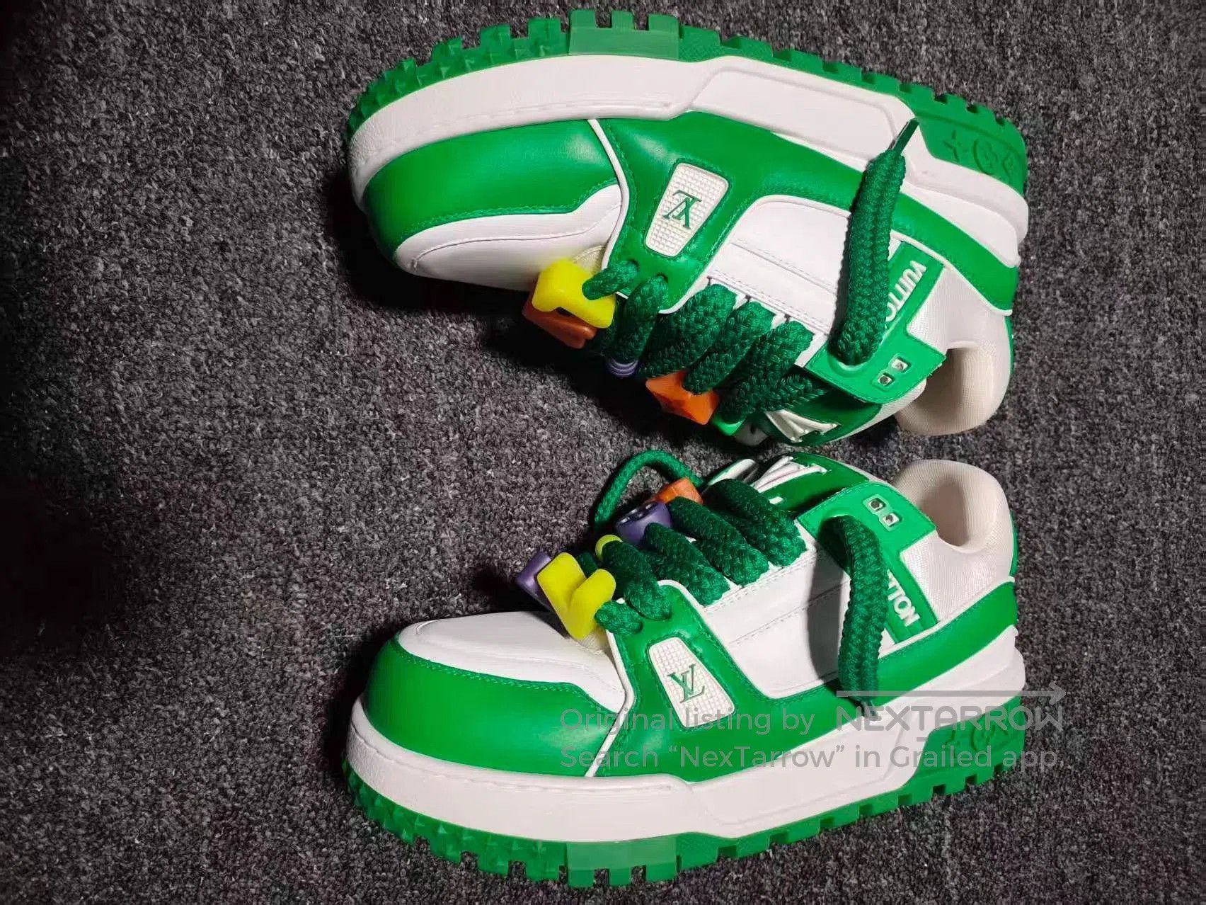 Louis Vuitton Green Low-Top Sneakers with Colorful Accents Size 8. Size US 8 / EU 41 - 5 Thumbnail