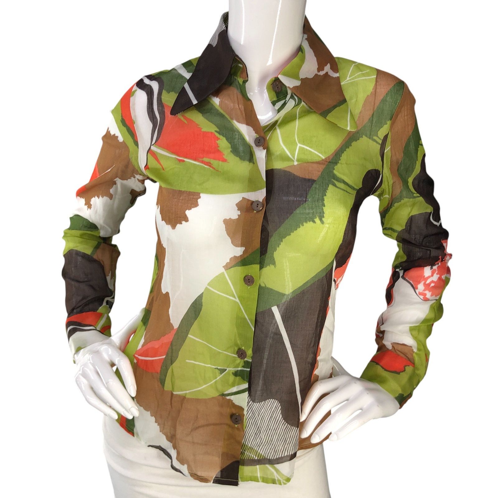 MILLY Milly Size 6 Top Button Front Shirt Large Collar 70's Style Size M / US 6-8 / IT 42-44 - 11 Thumbnail