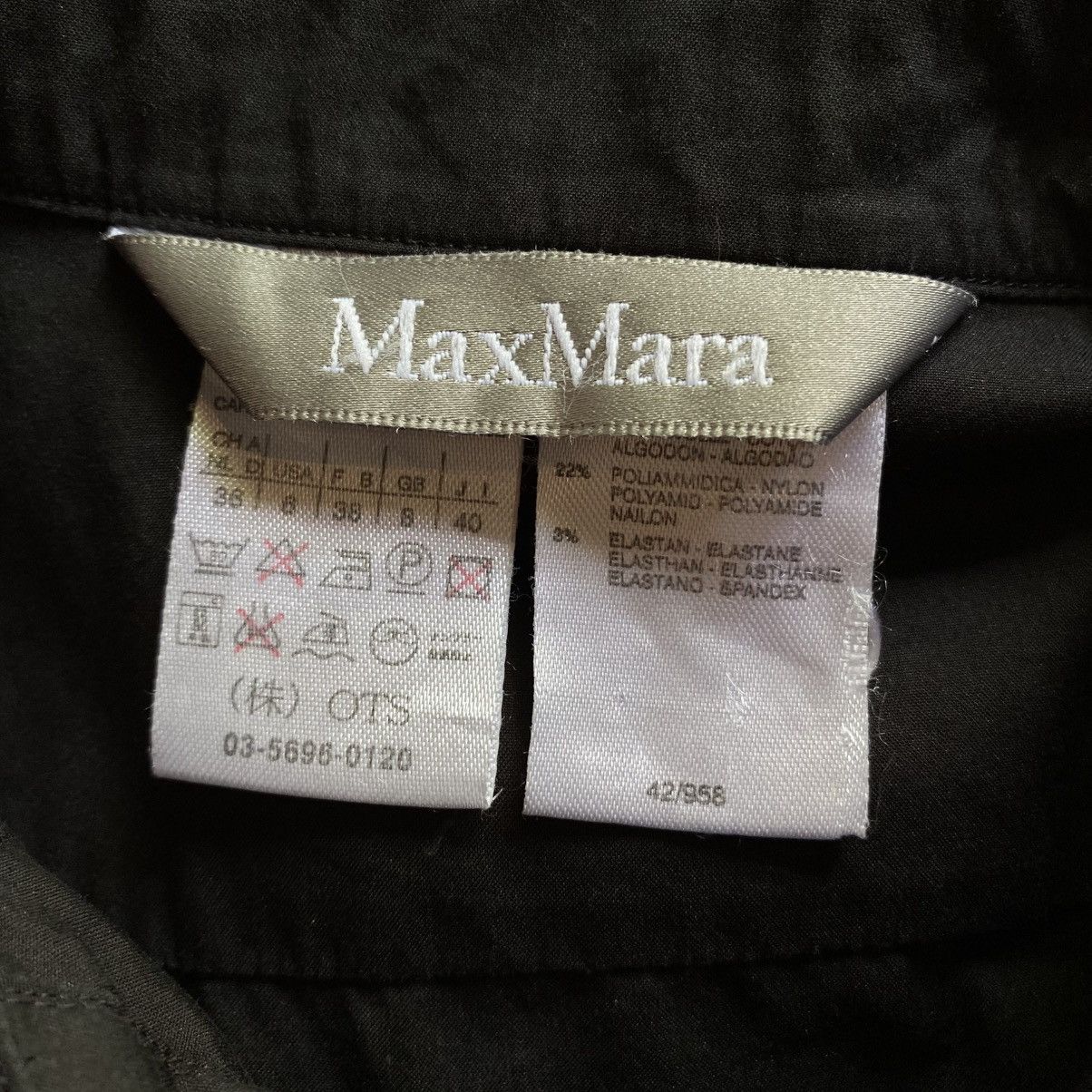 Max Mara Max Mara Black Fitted Cotton Ruffle Collar Shirt Size M / US 6-8 / IT 42-44 - 9 Thumbnail