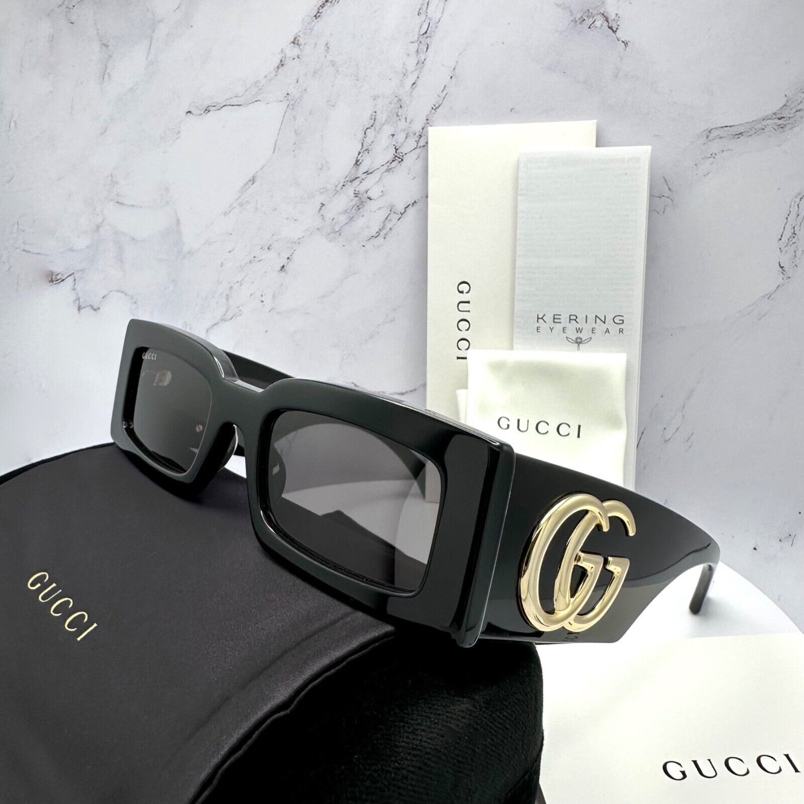 Gucci Sunglasses New Black Gold GG Logo Generation