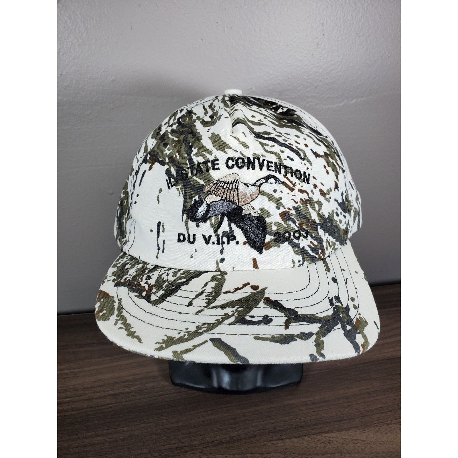 Vintage Ducks Unlimited VIP Illinois Hat Snapback Cap 2003 Snow Camo Size ONE SIZE - 2 Thumbnail