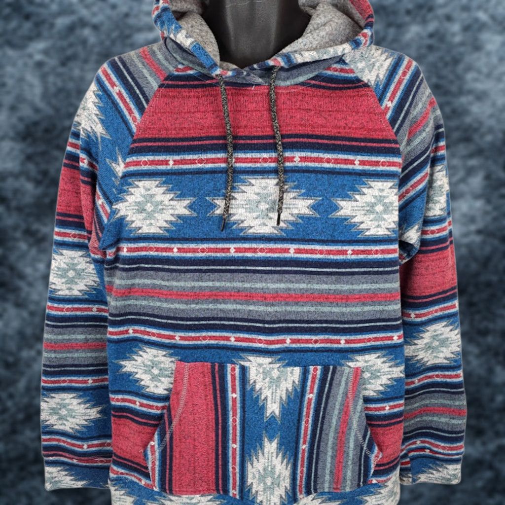 CLOT Brooklyn Cloth Southwestern Sweatshirt Hoodie Mens Size Medium Blue Pink Aztec Size US M / EU 48-50 / 2 - 1 Thumbnail