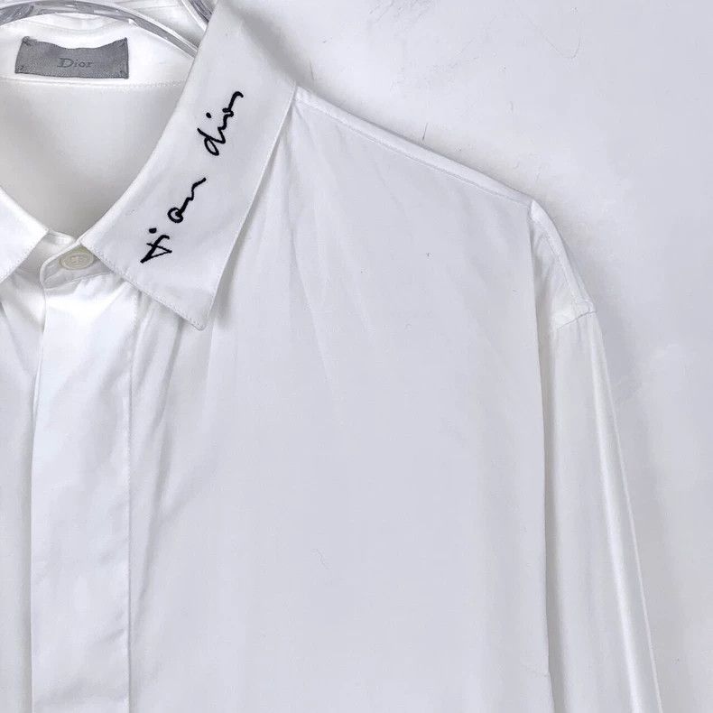 Dior Dior Size 39 White logo embroidered cotton long-sleeved shi Size US XXS / EU 40 - 3 Thumbnail