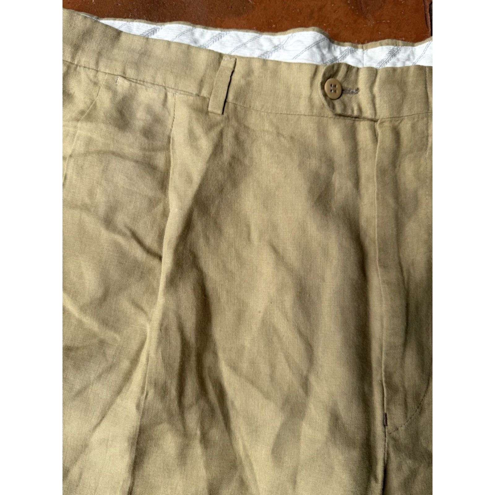 Ermenegildo Zegna VINTAGE Ermenegildo Zegna Pure Linen Dress Pants Mens 46x27 Beige Linen Dress Pants Mens 46 27 Straight Cuffed Zegna Pants Size US 30 / EU 46 - 4 Thumbnail
