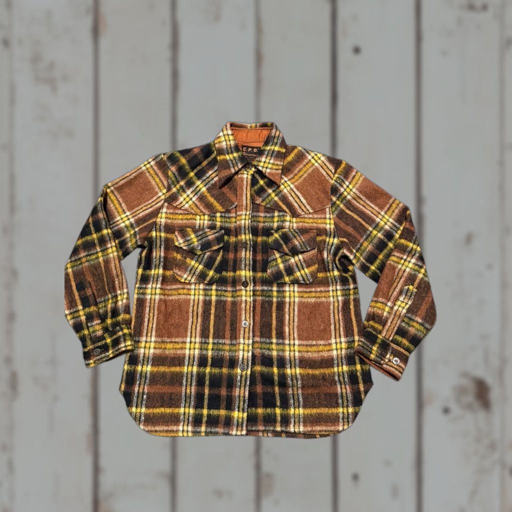 Vintage VGT 70s Alexander's CPO Shirt Jacket Mens L Plaid Wool Linen Blend Anchor Button Shirt Jacket Size US L / EU 52-54 / 3 - 1 Thumbnail