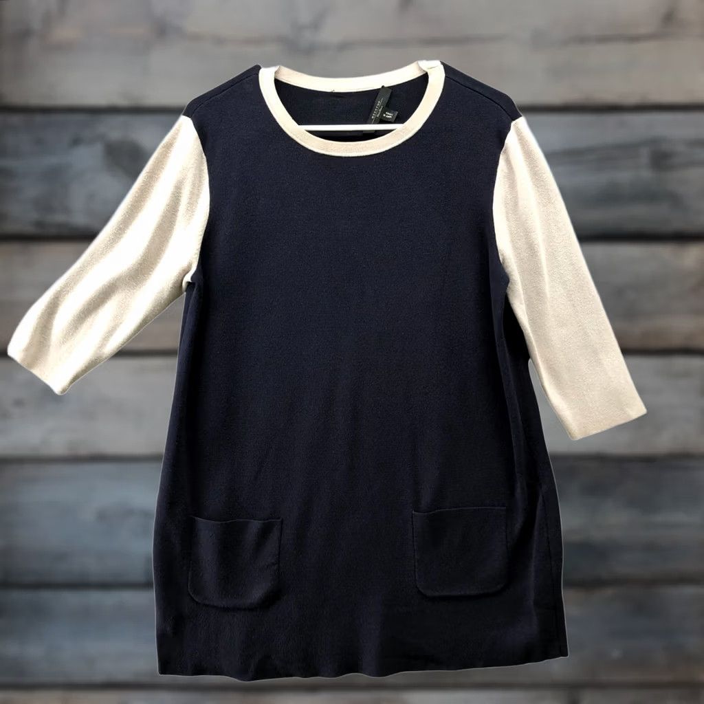 Vintage Weekend Max Mara Tunic Sweater Womens S Navy Blue Ivory Crewneck Pullover_S Size S / US 4 / IT 40 - 1 Thumbnail
