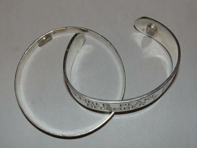 Handmade Antiqued Sterling Silver Men's Pearl Harbor Cuff Bracelet Size ONE SIZE - 3 Thumbnail