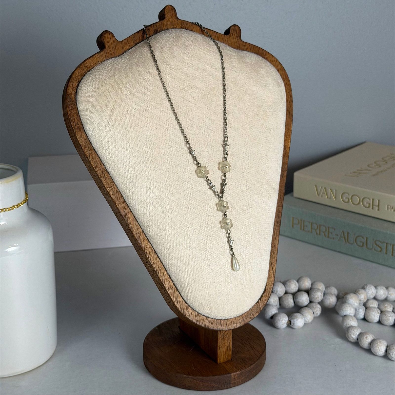 Other VTG 1990 Silver-Tone Flower & Faux Pearl Y-Drop Necklace 15" Size ONE SIZE - 2 Thumbnail