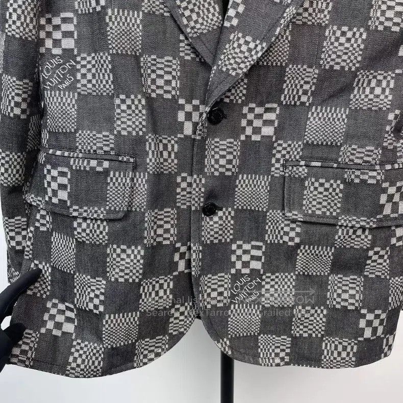 Louis Vuitton Louis Vuitton Grey checkerboard leather logo denim jacket Size US M / EU 48-50 / 2 - 3 Thumbnail