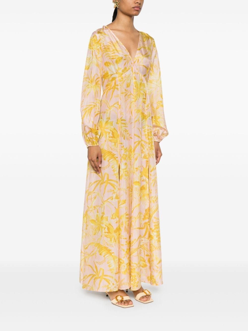 Zimmermann oc11z0525 Floral Print Maxi Dress in Pink & Yellow Size XS / US 0-2 / IT 36-38 - 3 Thumbnail