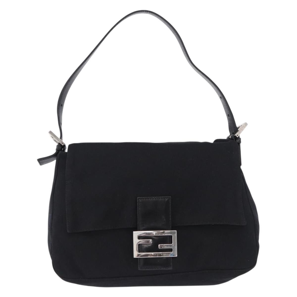 Fendi FENDI Mamma Baguette Shoulder Bag Cotton jersey Black Silver Size ONE SIZE - 13 Thumbnail