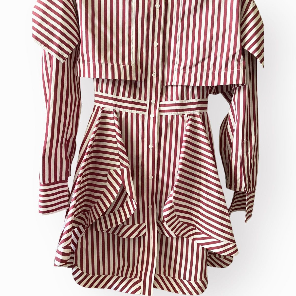 Alexander McQueen Fall18 Runway Ruffled Striped Cotton Poplin Mini Dress Size XS / US 0-2 / IT 36-38 - 6 Thumbnail