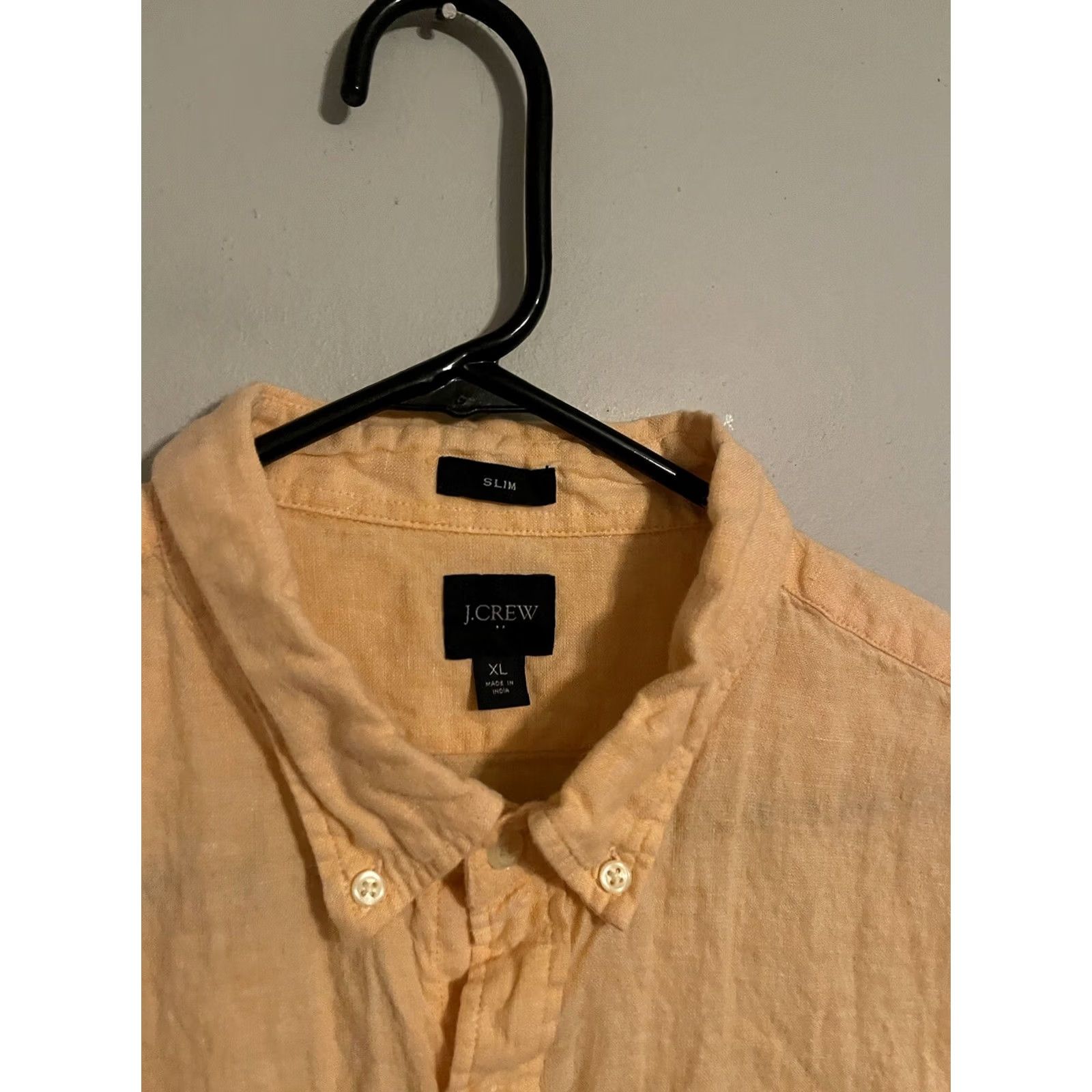 J.Crew J.Crew AL188 Slim Fit Pastel Peach Linen Blend S/S Button Up Shirt XL Men's Orange Short Sleeve Women? No, Mens Size US XL / EU 56 / 4 - 2 Thumbnail