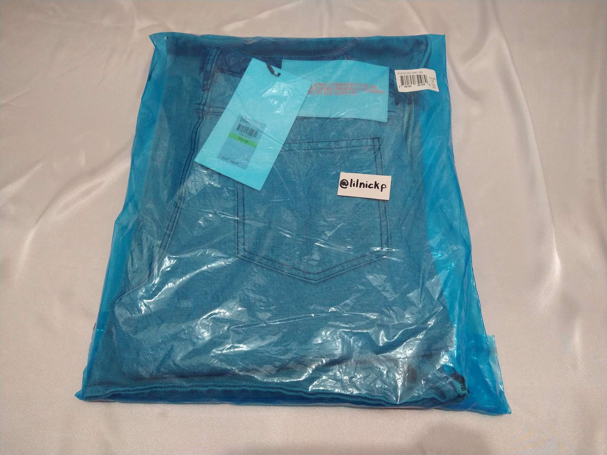 Calvin Klein 205W39NYC EST. 1978 Straight Leg Inside Out Indigo Stone Jeans Size US 30 / EU 46 - 11 Thumbnail