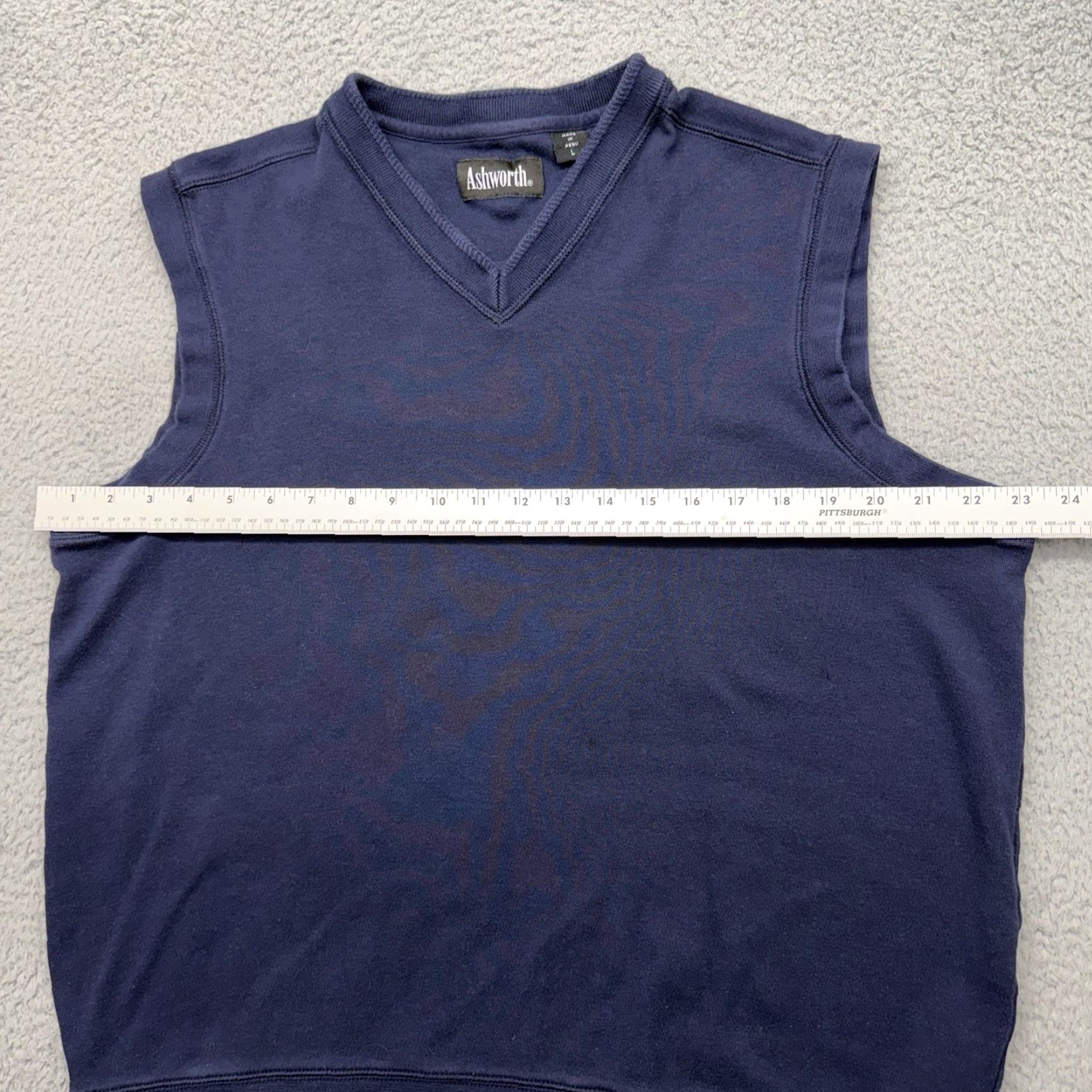 Vintage Ashworth 104 Mens Large Sleeveless V-Neck Blue Cotton Sweater Vest AM 5120BSB Size US L / EU 52-54 / 3 - 3 Thumbnail