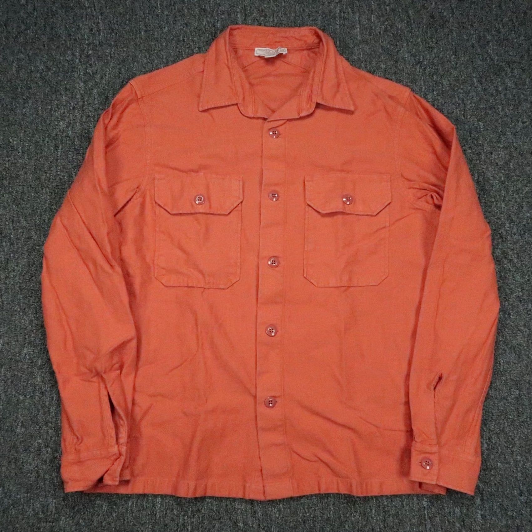 Wallace & Barnes Wallace & Barnes Shirt Mens Medium Orange Garment Dyed Seaside Twill Workshirt Size US M / EU 48-50 / 2 - 2 Thumbnail