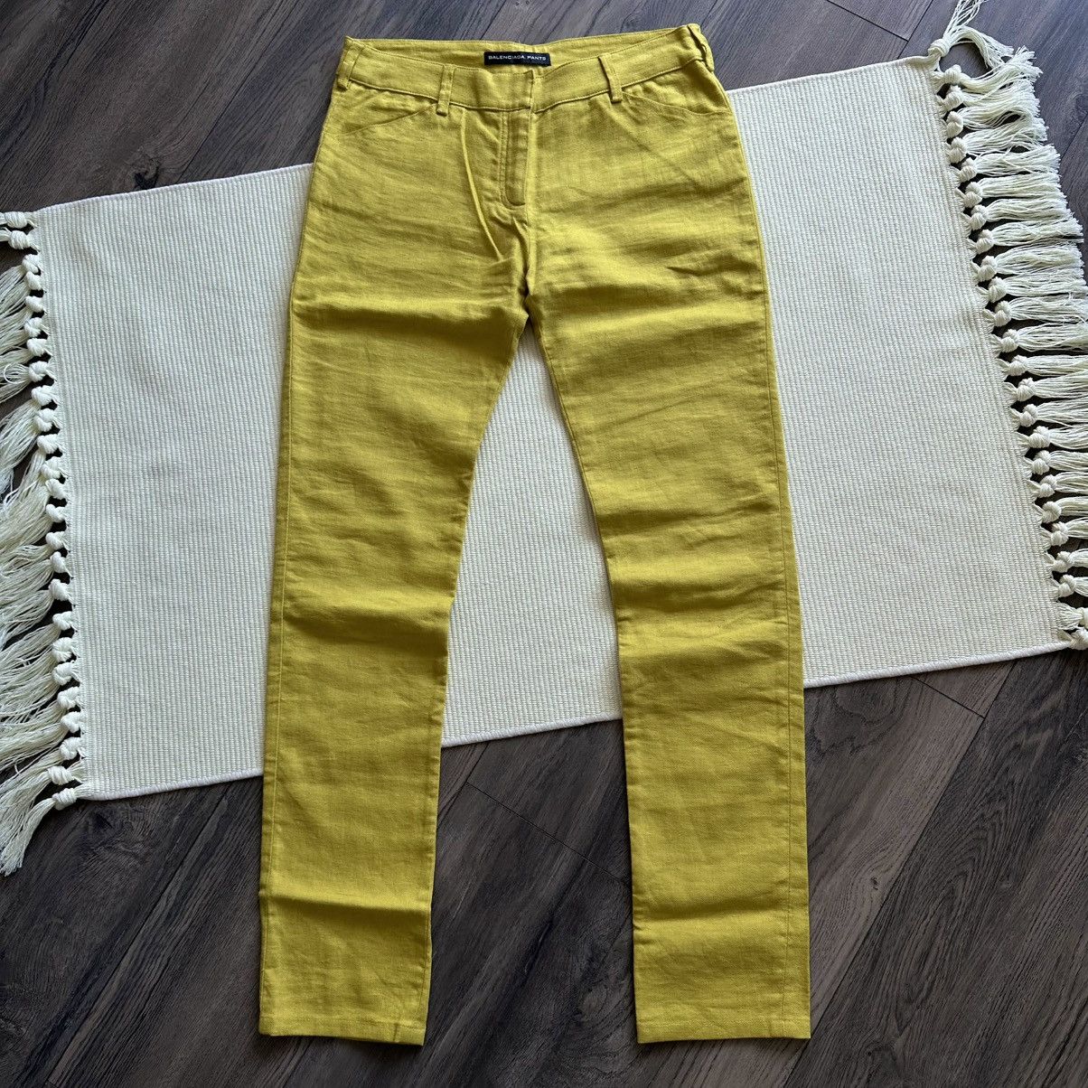 Balenciaga BALENCIAGA. PANTS Yellow Linen Cigarette Women’s Trousers Size 28" / US 6 / IT 42 - 1 Thumbnail