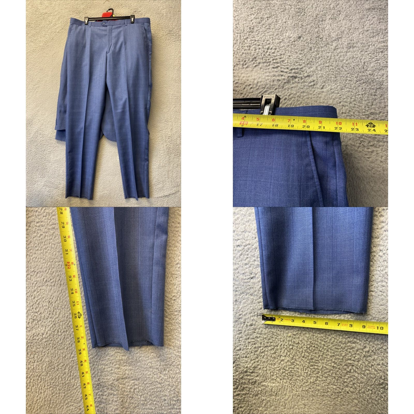 Vintage Bocaccio Uomo 50L 3 Piece Suit Blue Glenn Plaid Pants 44x39 2 Button /0647 Size 50R - 10 Thumbnail
