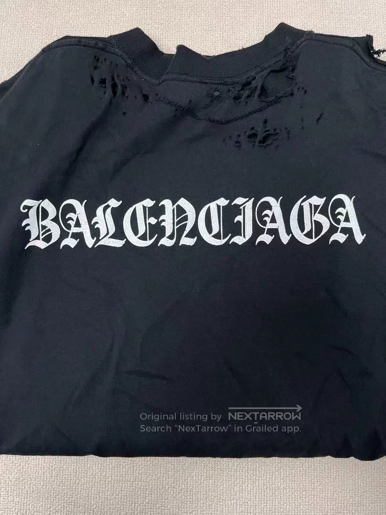 Balenciaga Balenciaga Ripped Back Letter Print Casual Crew Neck Short Size L / US 10 / IT 46 - 3 Thumbnail