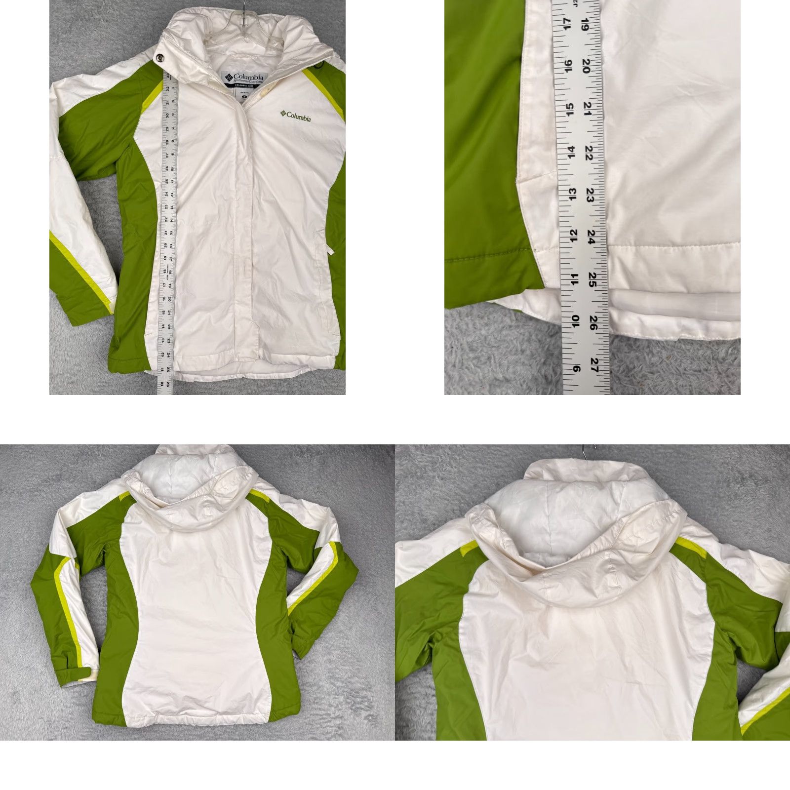 Rains Columbia Jacket Womens Medium Green White Water Resistant Hooded Full Zip Rain Size S / US 4 / IT 40 - 9 Thumbnail